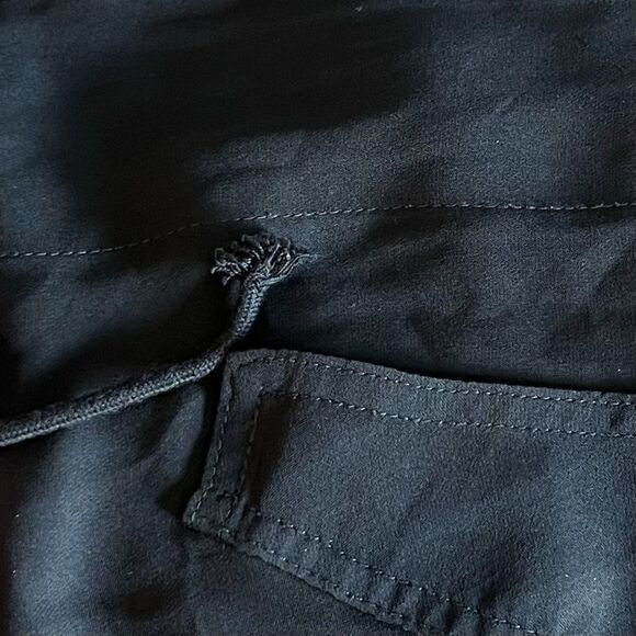 ALC Black Silk Sheer Long Sleeve Hood Full Zip Hobo Lagenlook Utility Jacket - Picture 10 of 10